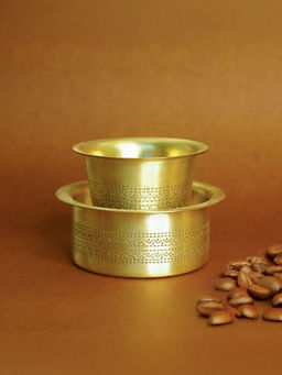 Ekhasa - 100% Pure Brass Filter Coffee Cup Dabara Set For Coffee