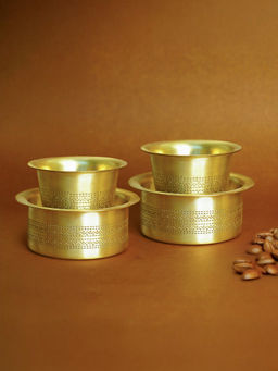 Ekhasa - 100% Pure Brass Filter Coffee Cup Dabara Set For Coffee (Pack of 2)