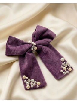 FUNKRAFTS - Purple Velvet Bow With Tail Hair Clip (3-12 Years)
