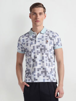 U.S. Polo Assn. Denim Co. - Geometric Print Cotton Polo T-Shirt