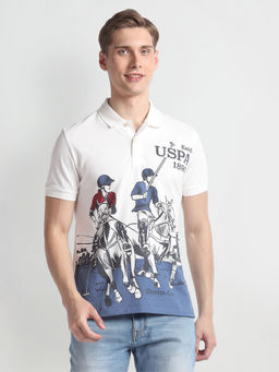U.S. Polo Assn. Denim Co. - Brand Printed Pique Polo T-Shirt