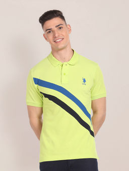 U.S. POLO ASSN. - Diagonal Stripe Cotton Polo T-Shirt