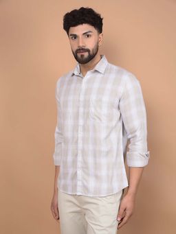 CRIMSOUNE CLUB - Men's Purple Checked 100% Cotton Shirt