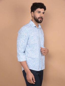 CRIMSOUNE CLUB - Men's Blue Printed Shirt