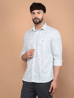 CRIMSOUNE CLUB - Men's Blue Printed Shirt