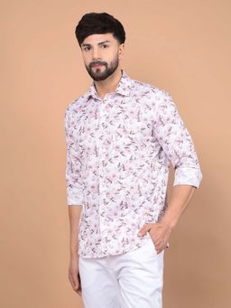 CRIMSOUNE CLUB - Men's Purple Floral Print Shirt