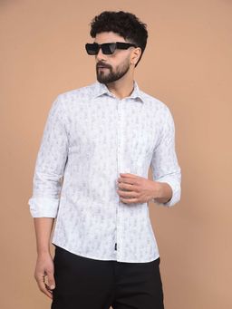 CRIMSOUNE CLUB - Men's White Printed Shirt