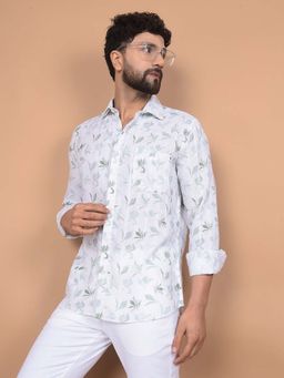 CRIMSOUNE CLUB - Men's Green Floral Print Shirt