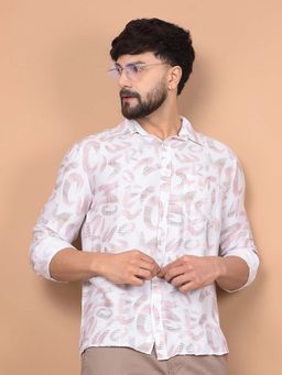 CRIMSOUNE CLUB - Men's Peach Printed Shirt