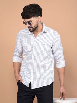 CRIMSOUNE CLUB - Men's Grey Printed 100% Cotton Shirt