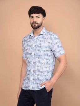 CRIMSOUNE CLUB - Men's Blue Printed Shirt
