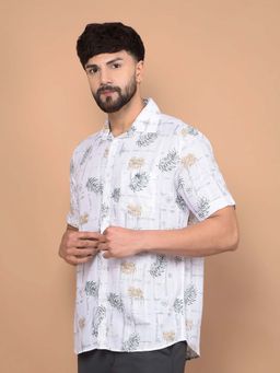 CRIMSOUNE CLUB - Men's White Printed Shirt