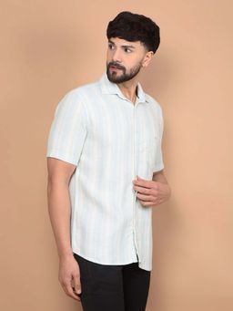 CRIMSOUNE CLUB - Men's Green Vertical Stripes 100% Cotton Shirt