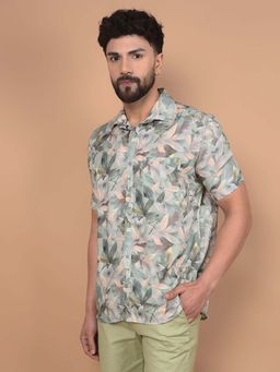 CRIMSOUNE CLUB - Men's Green Printed Shirt