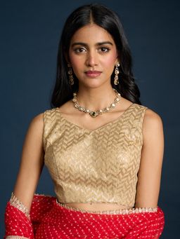 Gajra Gang - Gold Sequin Zigzag Embroidered Stitched Blouse Trousseau Tijori