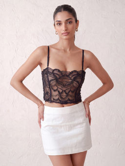 DaKauz - Black Embroidered Corset Top