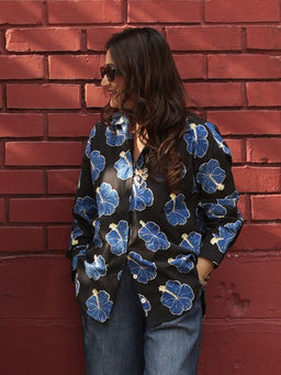MASU - Women Black Pure Poplin Cotton Kali Asymmetrical Oversize Shirt