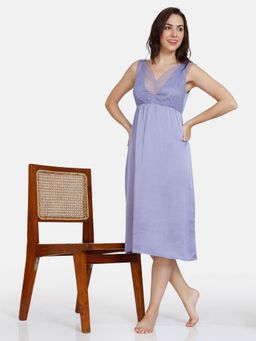 Zivame - Paradise Garden Woven Mid Length Nightdress Purple