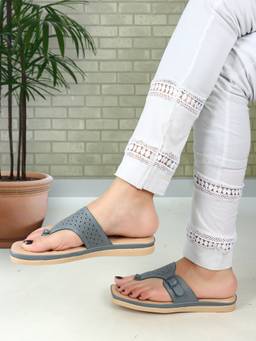 XE Looks - Women's Grey Doctor Sandals With Adjustable Buckle