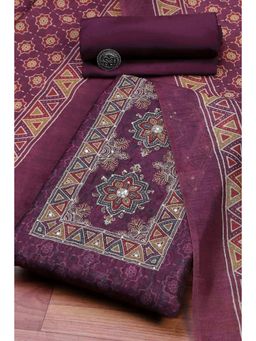 Biba - Maroon Embroidered Embellished/Sequined Unstitched Top And Bottom With Dupatta