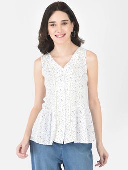 CRIMSOUNE CLUB - Women White Polka Empire Top