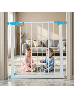 BAYBEE - White and Blue Baybee Baby Safety Gate for Door and Stairs 75-85 Cm