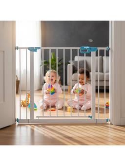 BAYBEE - White and Blue Baybee Baby Safety Gate for Door and Stairs 75-95 Cm