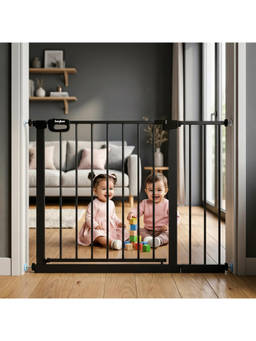 BAYBEE - Black Baybee Baby Safety Gate for Door and Stairs 75-105 Cm