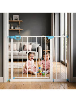 BAYBEE - White and Blue Baybee Baby Safety Gate for Door and Stairs 75-105 Cm