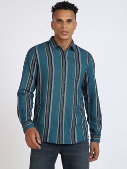 Lee - Mens Striped Blue Casualwear Shirt (Slim)