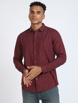 Lee - Mens Striped Red Casualwear Shirt (Slim)