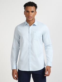 Lee - Mens Solid Blue Stretch Shirt (Regular)