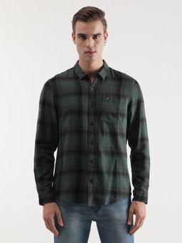 Lee - Mens Checked Olive Shirt (Slim)