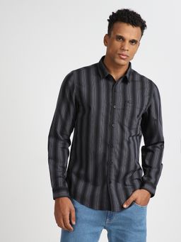 Lee - Mens Striped Grey Shirt (Slim)