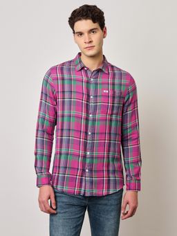Lee - Mens Checked Pink Shirt (Regular)