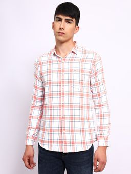 Lee - Mens Checked Orange Shirt (Slim)