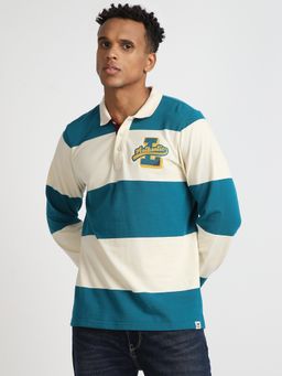 Lee - Mens Striped Multi-Color Retro Collar Neck T-Shirt (Slim)