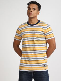 Lee - Mens Striped Yellow Retro T-Shirt (Regular)