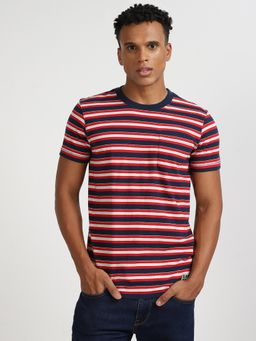 Lee - Mens Striped Multi-Color Retro Crew Neck T-Shirt (Regular)