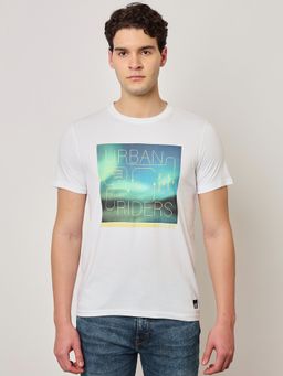 Lee - Mens Graphic White Glowing Crew Neck T-Shirt (Slim)