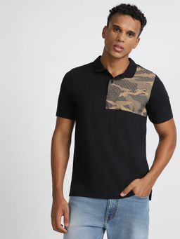 Lee - Mens Graphic Black Sporty Polo T-Shirt (Slim)