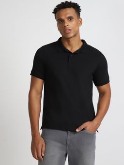 Lee - Mens Solid Black Premium Polo T-Shirt (Slim)
