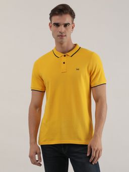 Lee - Mens Solid Yellow Polo T-Shirt (Slim)