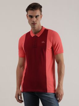 Lee - Mens Colorblock Pink Polo T-Shirt (Slim)