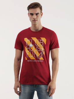 Lee - Mens Graphic Print Red Crew Neck T-Shirt (Slim)