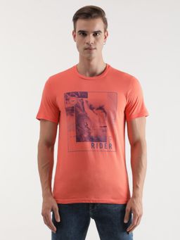 Lee - Mens Graphic Print Pink Crew Neck T-Shirt (Slim)