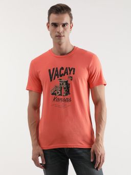 Lee - Mens Graphic Print Pink Crew Neck T-Shirt (Slim)