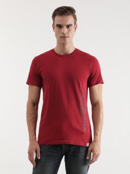 Lee - Mens Graphic Print Red Crew Neck T-Shirt (Slim)