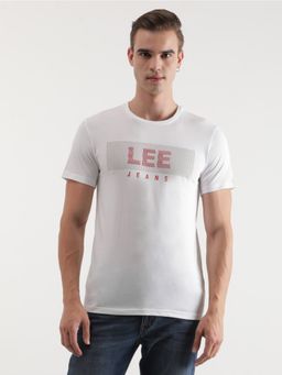 Lee - Mens Graphic Print White Crew Neck T-Shirt (Slim)