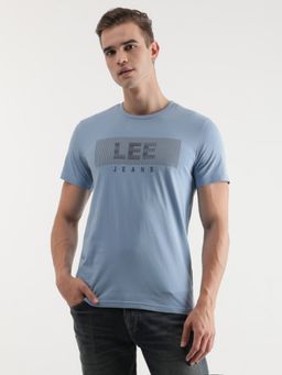 Lee - Mens Graphic Print Blue Crew Neck T-Shirt (Slim)